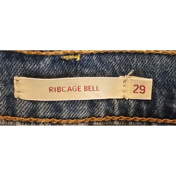 Levi's High Rise Ribcage Bell Flare Jeans  Size 29X32 Medium Blue Premium Denim - Picture 3 of 5